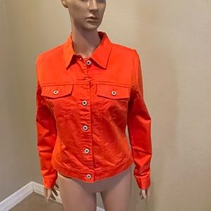 Original Classic Gap Orange Jean Jacket with silver buttons Size M